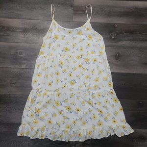 SO White & Yellow Floral Print Sheer Dress Size Medium
